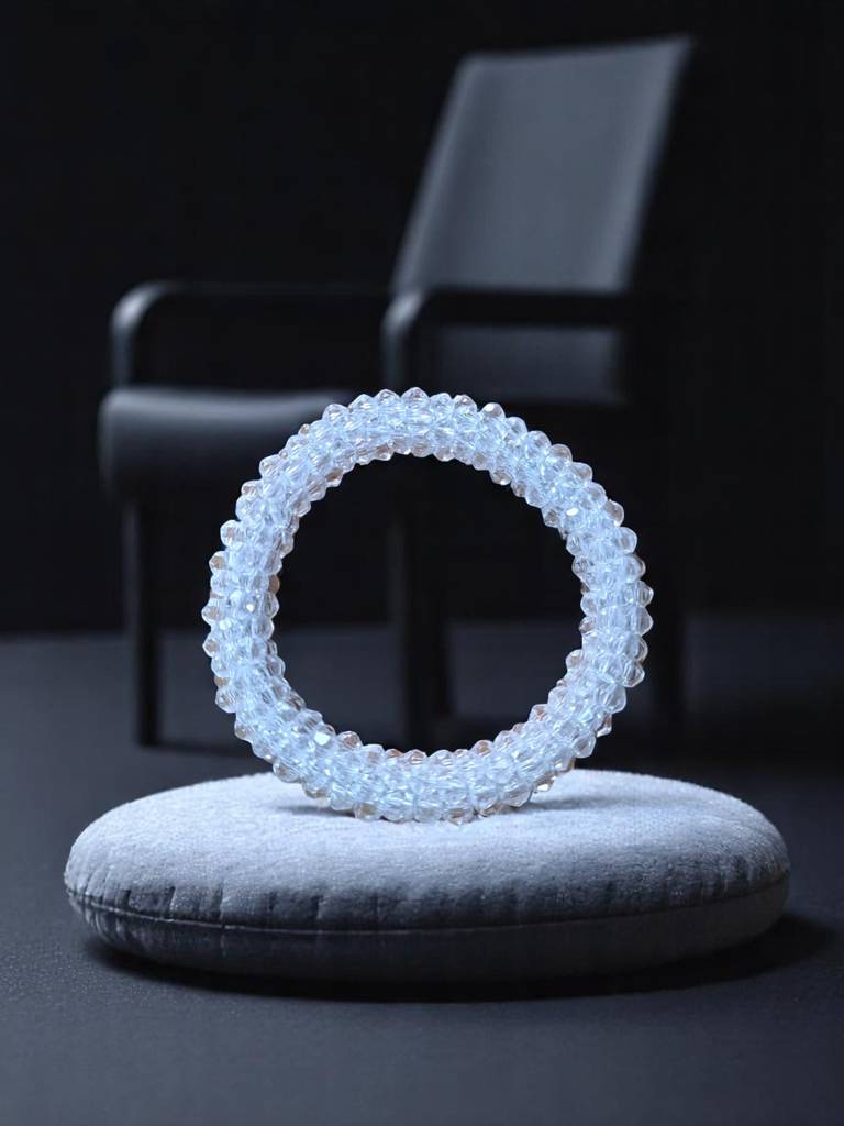 Unisex Crystal Bloom – Adjustable Crystal Bead Bracelets : CRY-WHT-BLT-ONB-042