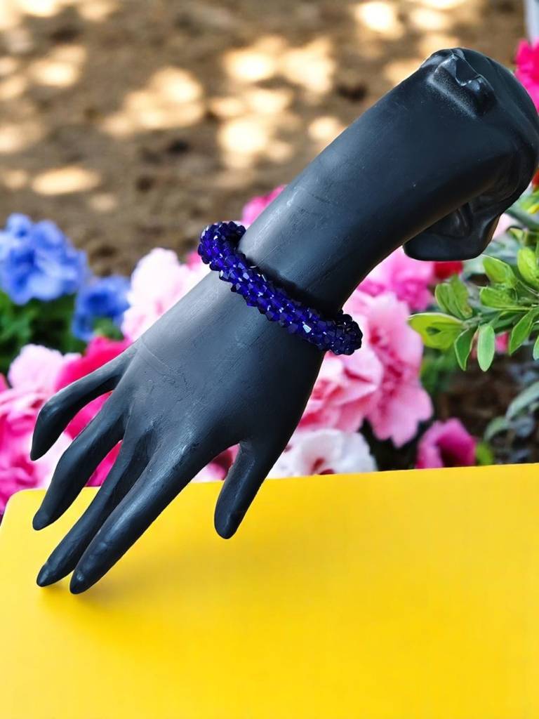Unisex Crystal Bloom – Adjustable Crystal Bead Bracelets : CRY-BLU-BLT-ONB-108