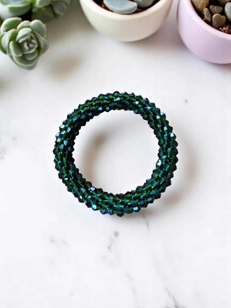 Unisex Crystal Bloom – Adjustable Crystal Bead Bracelets : CRY-DGR-BLT-ONB-110