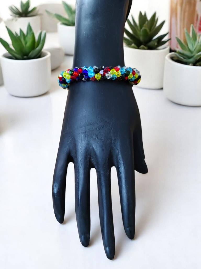Unisex Crystal Bloom – Adjustable Crystal Bead Bracelets : CRY-MLC-BLT-ONB-105