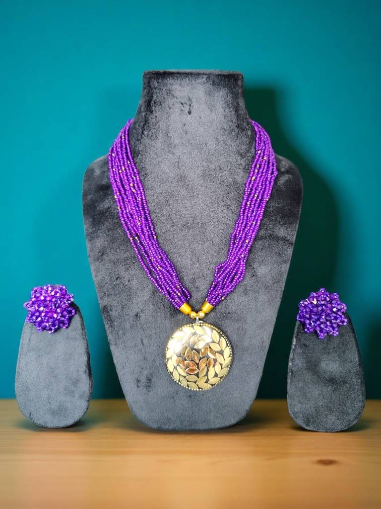 All-Day Statement Beaded Necklace Set : BDE-PRL-TBOL-NWE-144