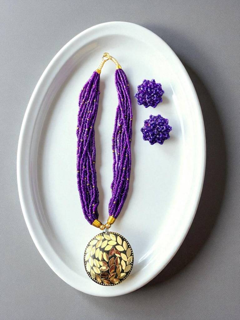 All-Day Statement Beaded Necklace Set : BDE-PRL-TBOL-NWE-144