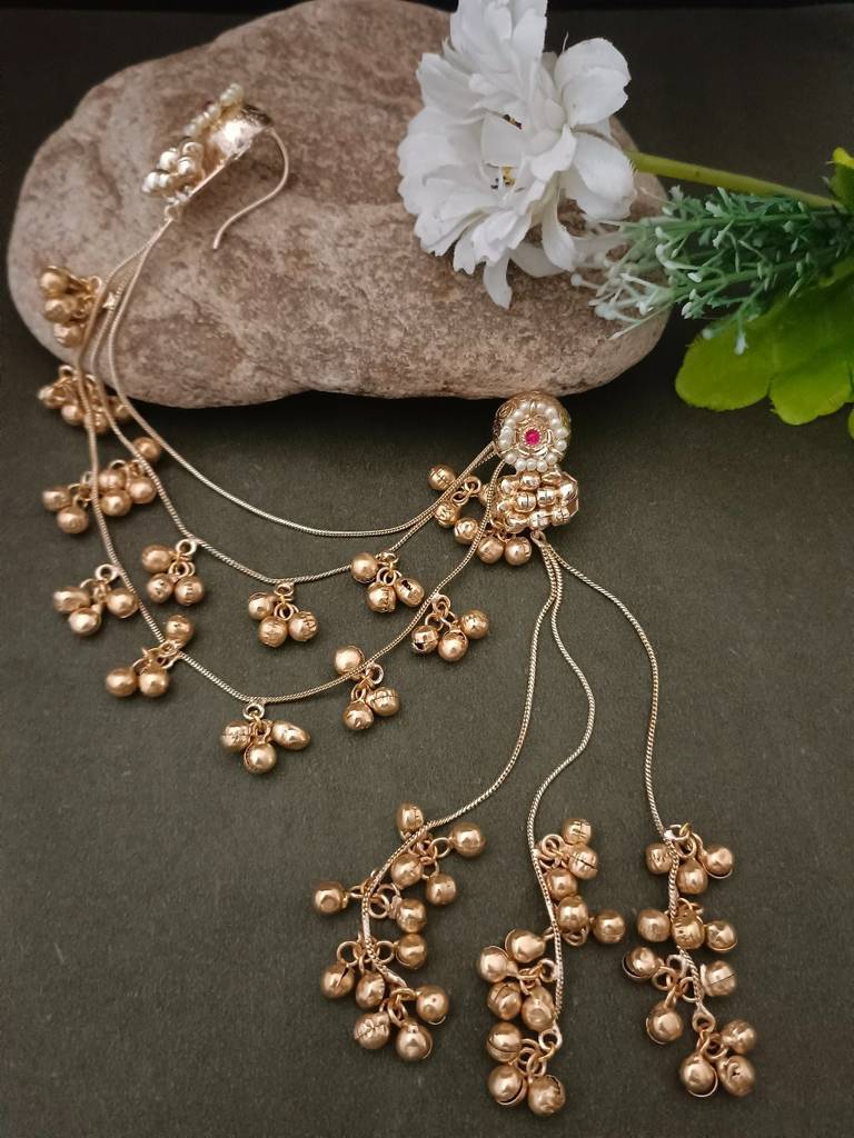 Set Of 2 Pachi Kundan & Ghungaroo Studded Kashmiri Drop Earrings : VS105269