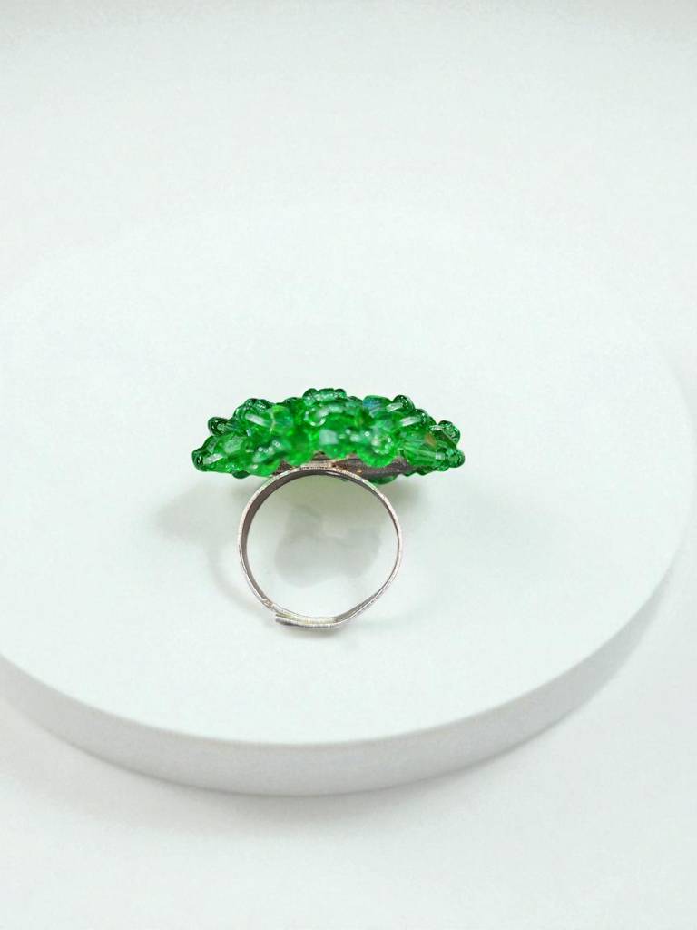 Rang-E-Roshan Adjustable Ring – Handmade Crystal Statement Ring : CRY-LGR-RNG-ONR-034