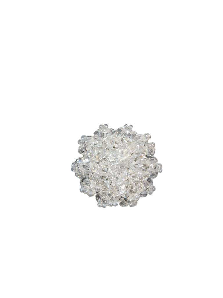 Rang-E-Roshan Adjustable Ring – Handmade Crystal Statement Ring : CRY-WHT-RNG-ONR-037