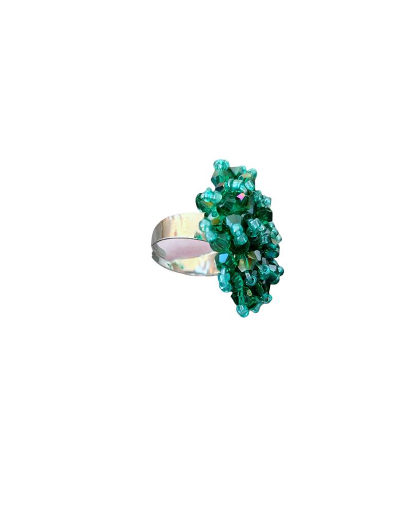 Rang-E-Roshan Adjustable Ring – Handmade Crystal Statement Ring : CRY-SEG-RNG-ONR-035