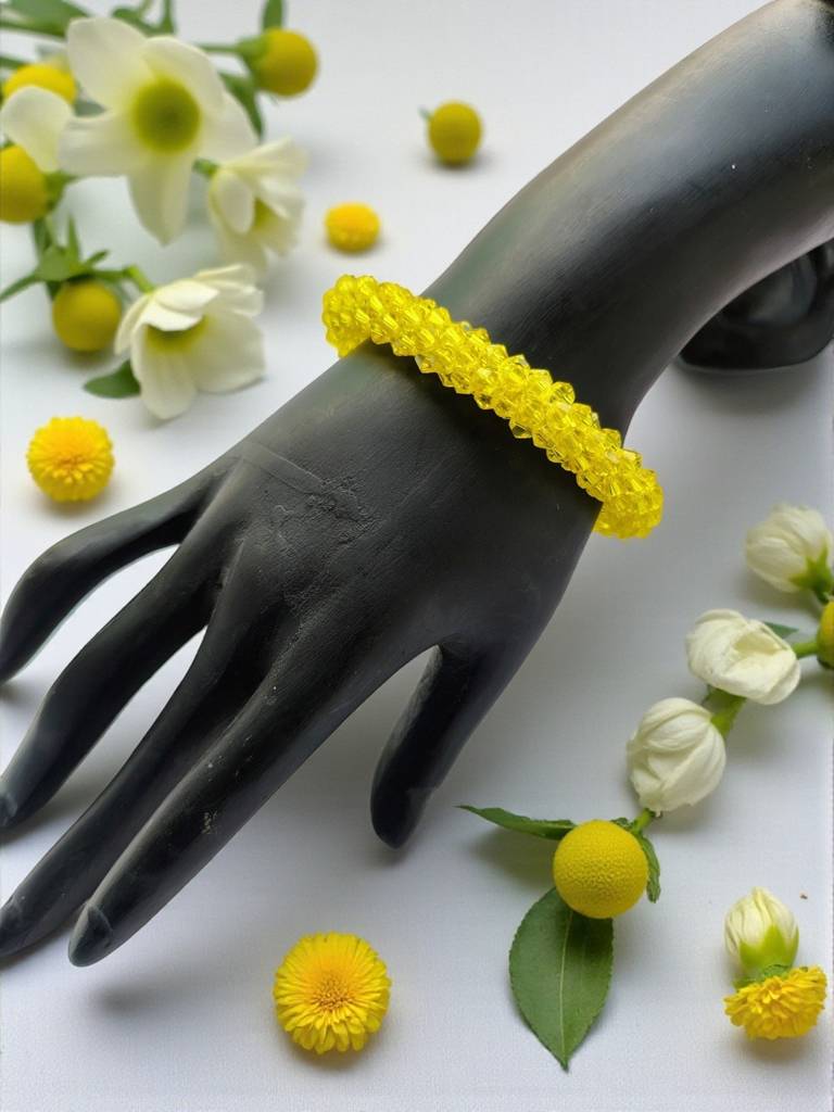 Unisex Crystal Bloom – Adjustable Crystal Bead Bracelets : CRY-YLW-BLT-ONB-111