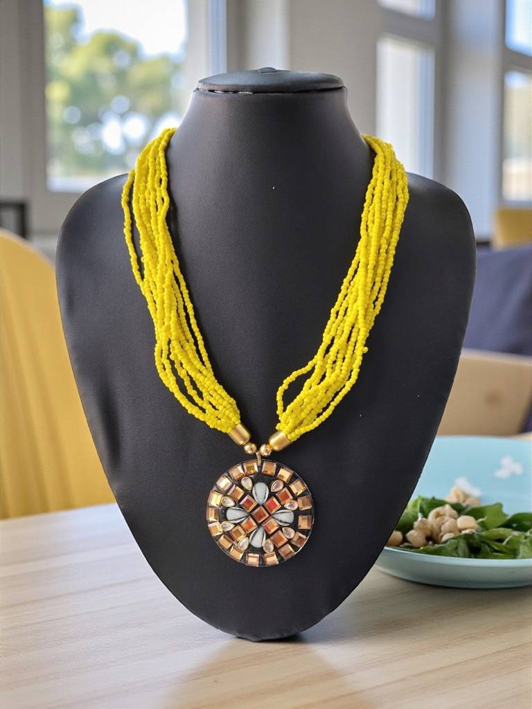 Occasion Wear Multi-Strand Mosaic Necklace- 9 Colours Available : BDE-LMY-TBPD2-ONN-459