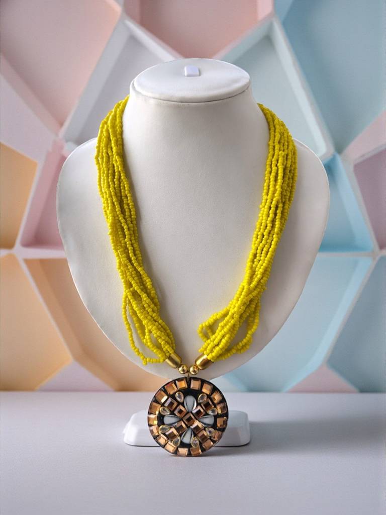 Occasion Wear Multi-Strand Mosaic Necklace- 9 Colours Available : BDE-LMY-TBPD2-ONN-459