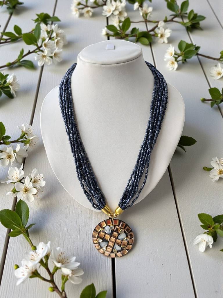 Occasion Wear Multi-Strand Mosaic Necklace- 9 Colours Available : BDE-NVB-TBPD2-ONN-467