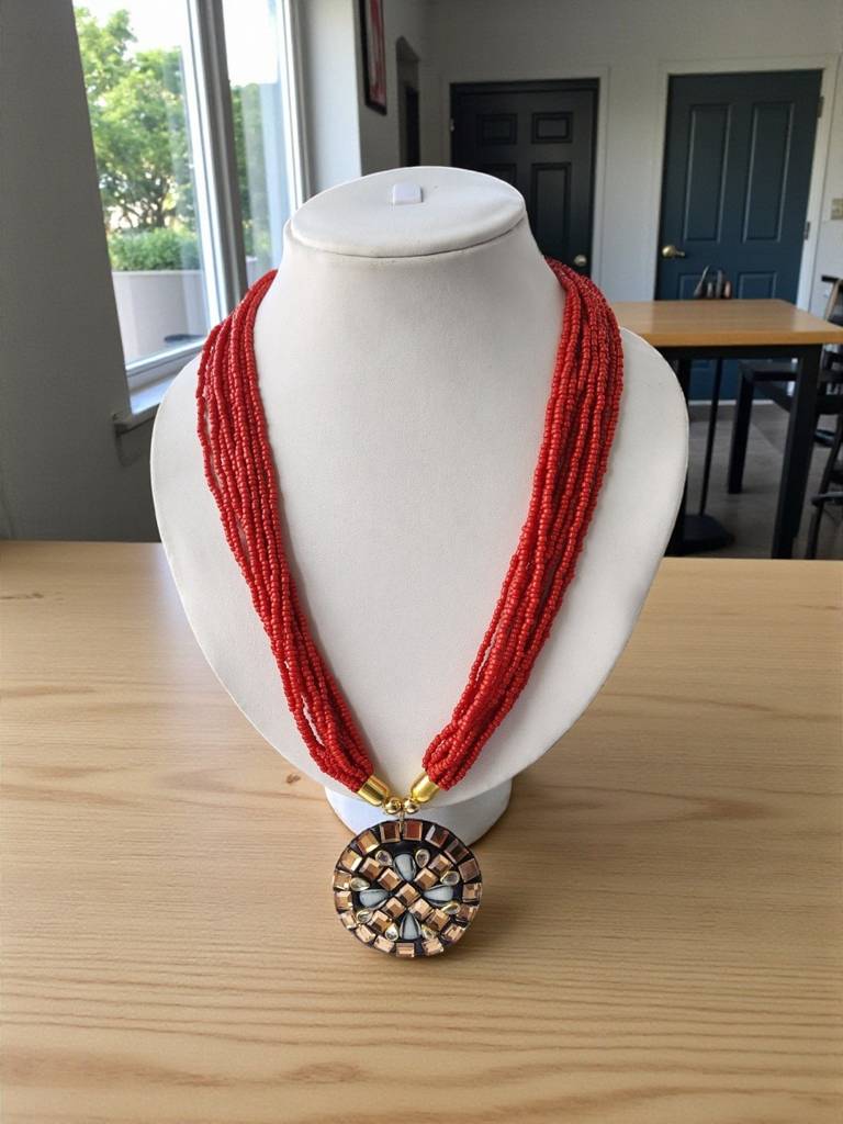 Occasion Wear Multi-Strand Mosaic Necklace- 9 Colours Available : BDE-RED-TBPD2-ONN-455
