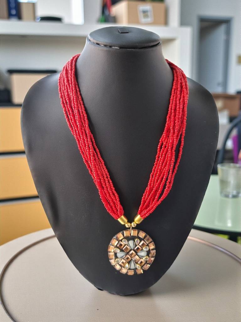 Occasion Wear Multi-Strand Mosaic Necklace- 9 Colours Available : BDE-RED-TBPD2-ONN-455