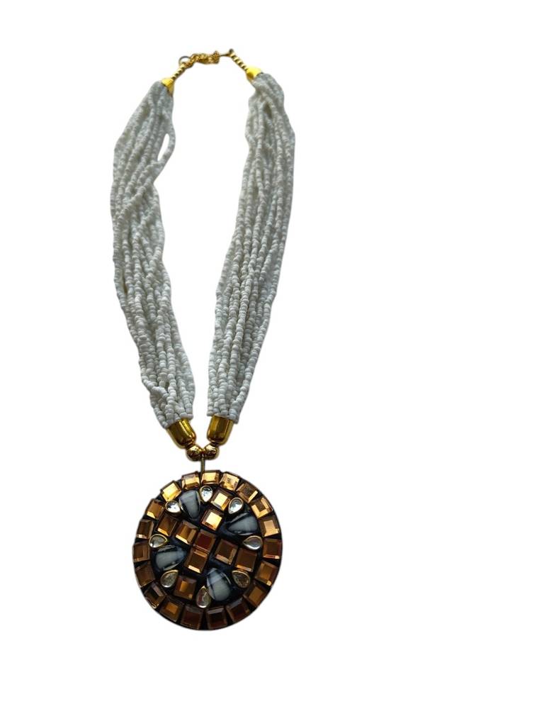 Occasion Wear Multi-Strand Mosaic Necklace- 9 Colours Available : BDE-WHT-TBPD2-ONN-463