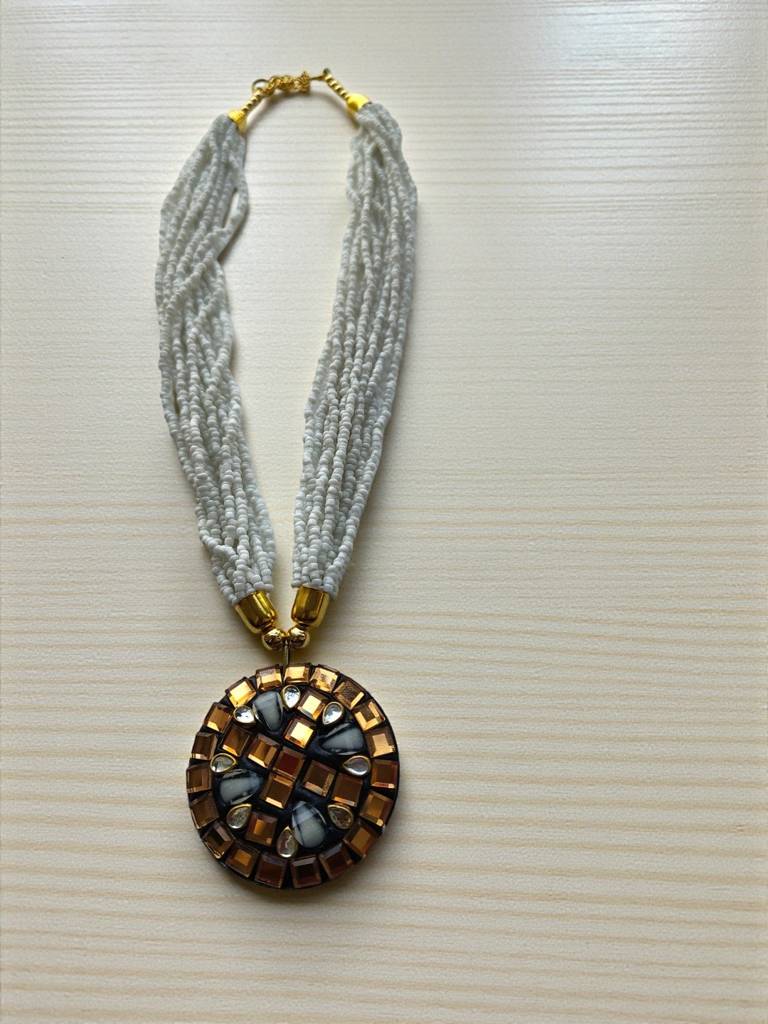 Occasion Wear Multi-Strand Mosaic Necklace- 9 Colours Available : BDE-WHT-TBPD2-ONN-463