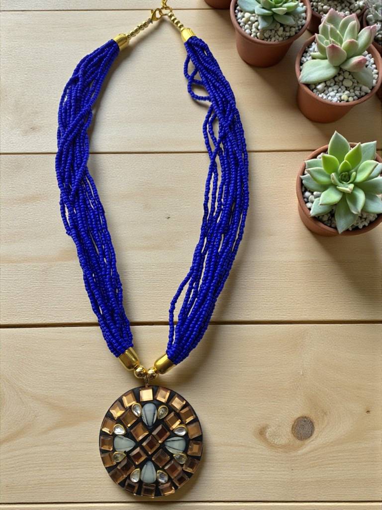 Occasion Wear Multi-Strand Mosaic Necklace- 9 Colours Available : BDE-BLU-TBPD2-ONN-453