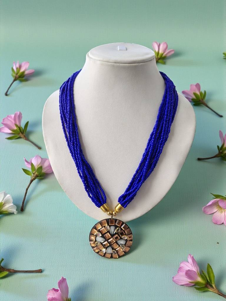 Occasion Wear Multi-Strand Mosaic Necklace- 9 Colours Available : BDE-BLU-TBPD2-ONN-453