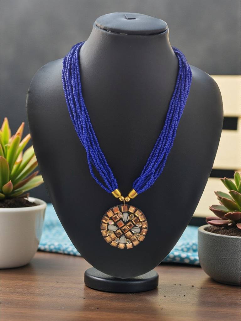 Occasion Wear Multi-Strand Mosaic Necklace- 9 Colours Available : BDE-BLU-TBPD2-ONN-453