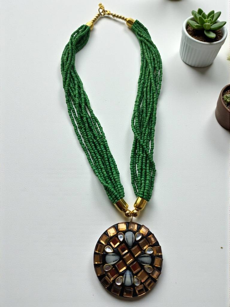 Occasion Wear Multi-Strand Mosaic Necklace- 9 Colours Available : BDE-LGR-TBPD2-ONN-465