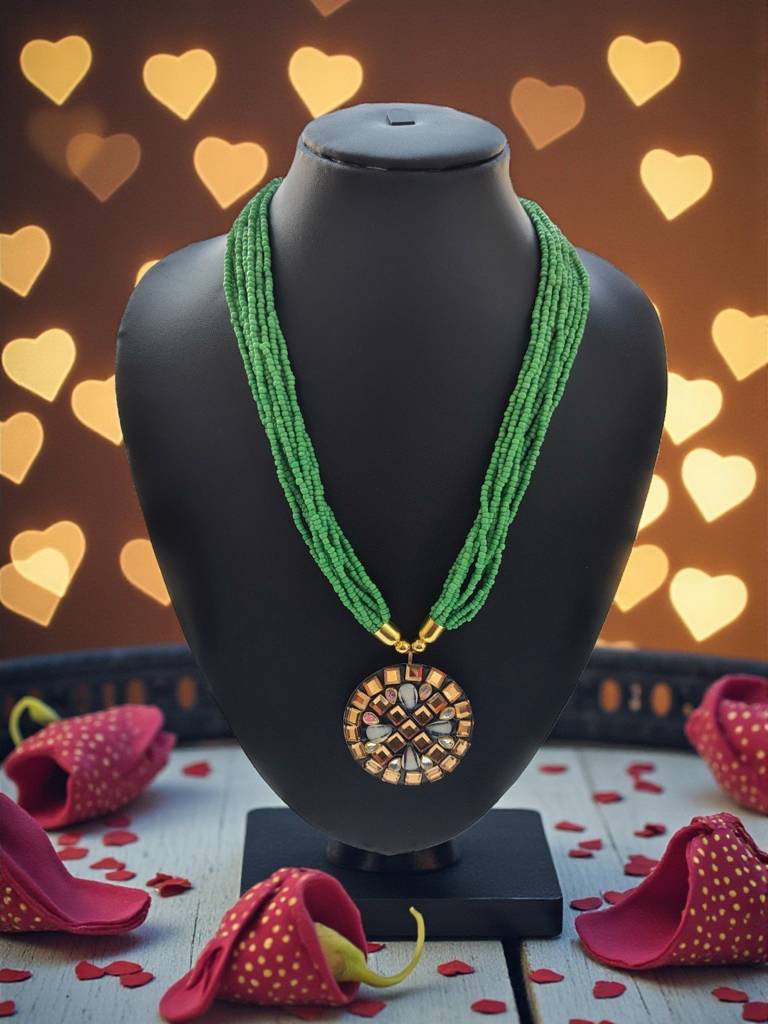 Occasion Wear Multi-Strand Mosaic Necklace- 9 Colours Available : BDE-LGR-TBPD2-ONN-465