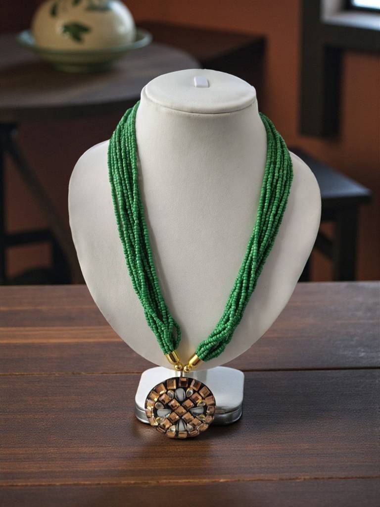 Occasion Wear Multi-Strand Mosaic Necklace- 9 Colours Available : BDE-LGR-TBPD2-ONN-465