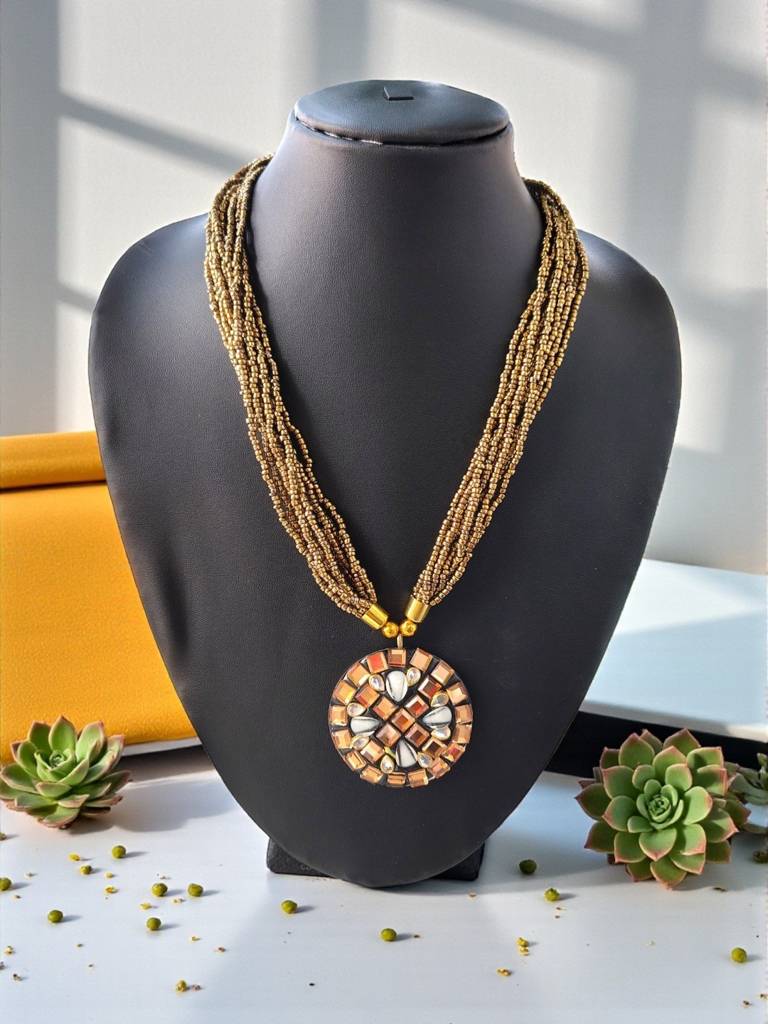 Occasion Wear Multi-Strand Mosaic Necklace- 9 Colours Available : BDE-GLD-TBPD2-ONN-457
