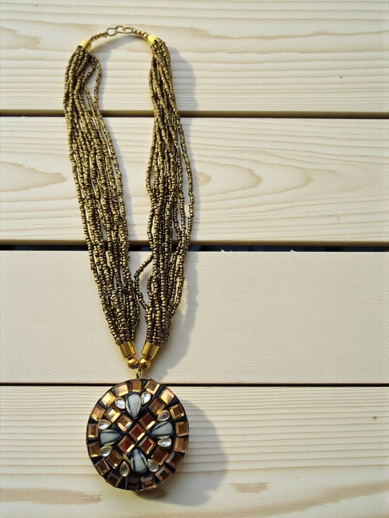 Occasion Wear Multi-Strand Mosaic Necklace- 9 Colours Available : BDE-GLD-TBPD2-ONN-457