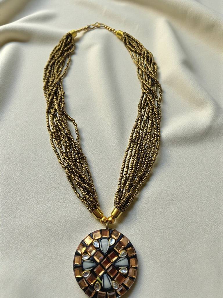 Occasion Wear Multi-Strand Mosaic Necklace- 9 Colours Available : BDE-GLD-TBPD2-ONN-457