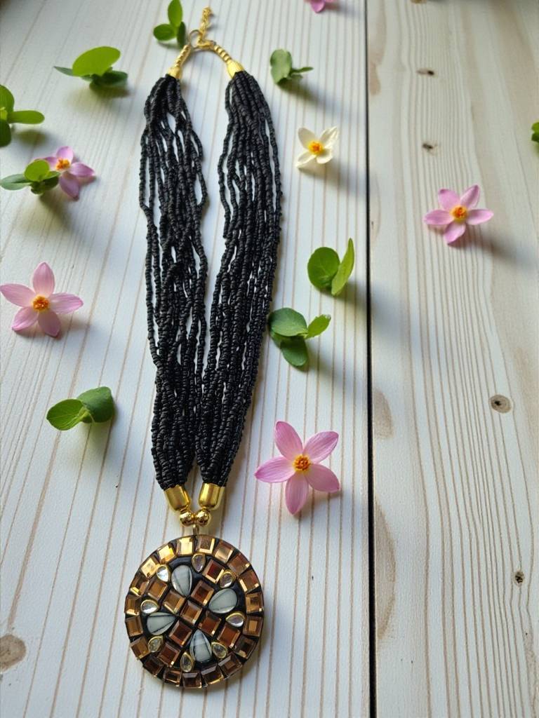 Occasion Wear Multi-Strand Mosaic Necklace- 9 Colours Available : BDE-BLK-TBPD2-ONN-451
