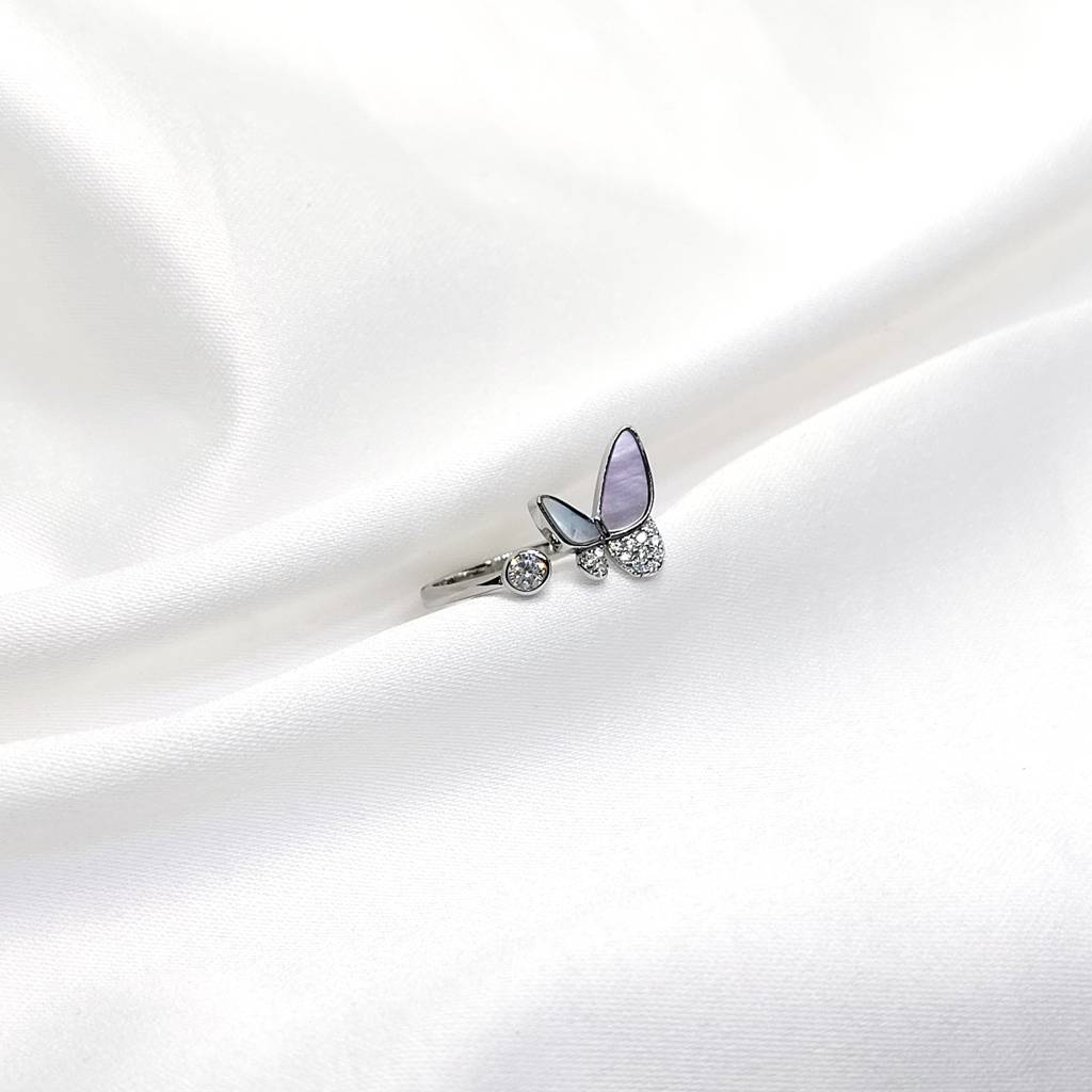 Crystal Butterfly 925 Silver Ring – Sparkling Party Wear Ring : LRG-110055