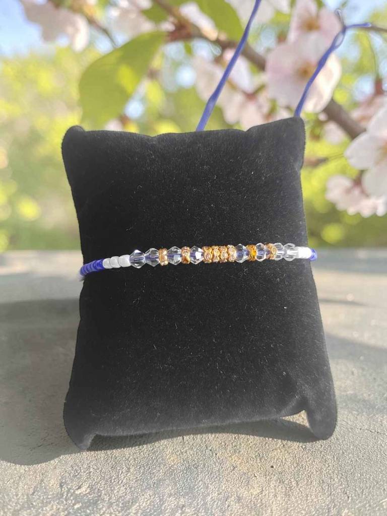 Blue Color Pop Crystal Thread Rakhi : INH-RKH-BLU
