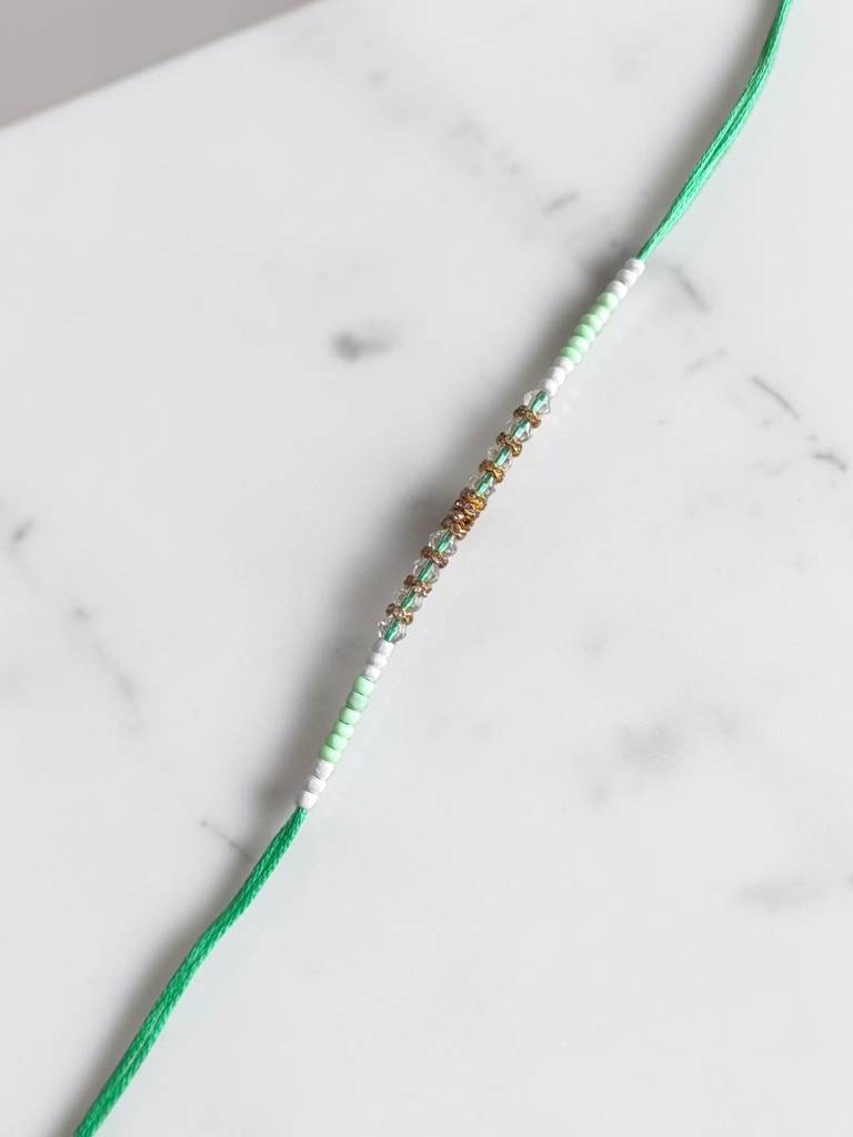 Emerald Green Color Pop Crystal Thread Rakhi : INH-RKH-GRN