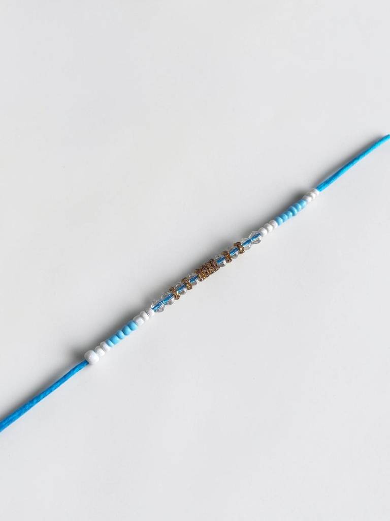 Sky Blue Color Pop Crystal Thread Rakhi : INH-RKH-SKY