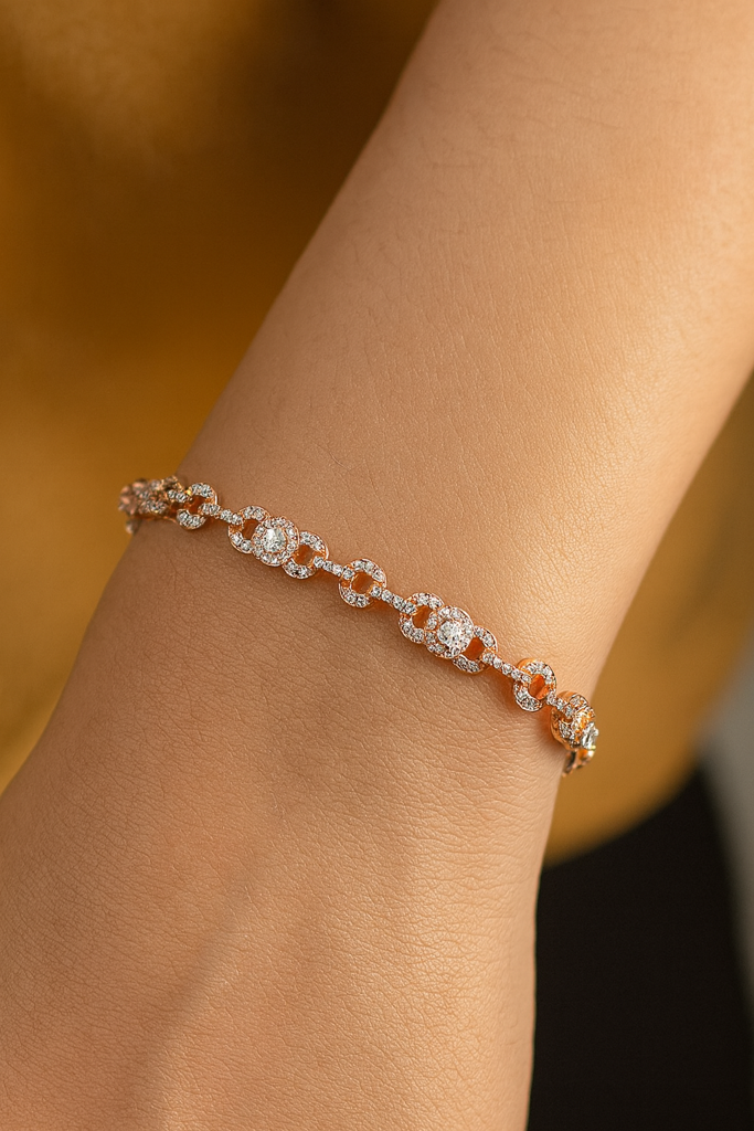 Chained Diamond Silver Bracelet : B018-75