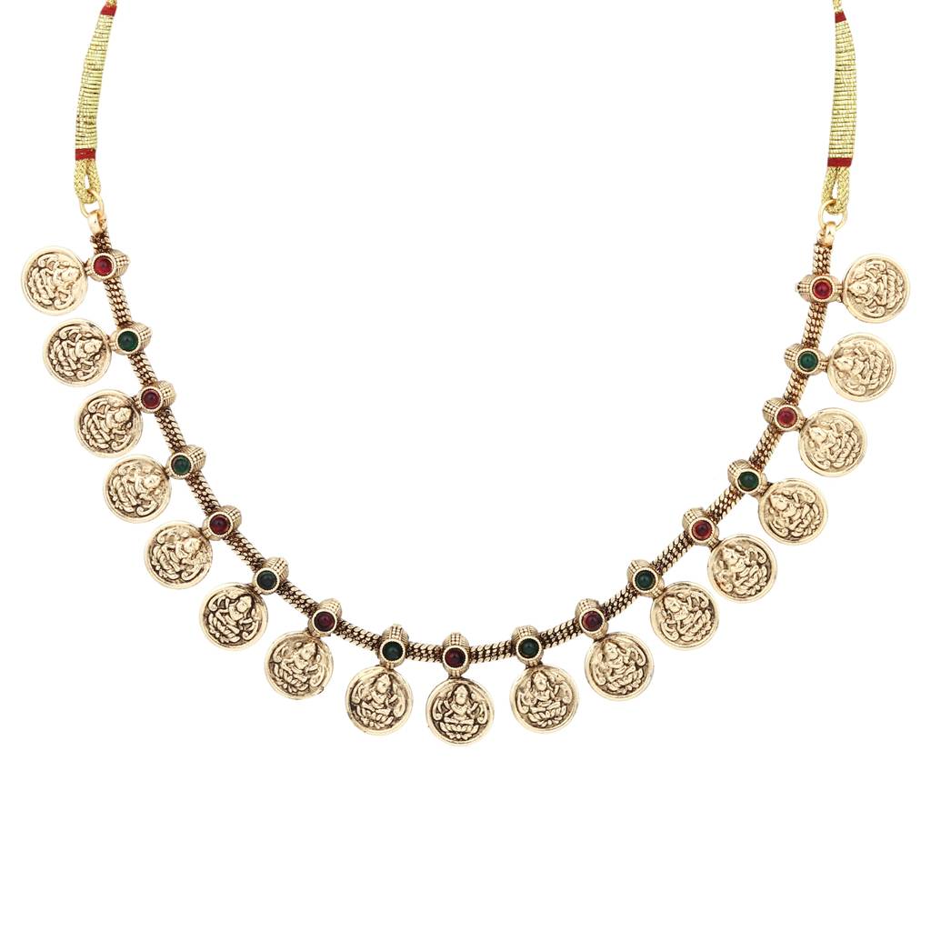 Gold Plated Laxmi Coin Necklace Set : S24MRNKS490MLT