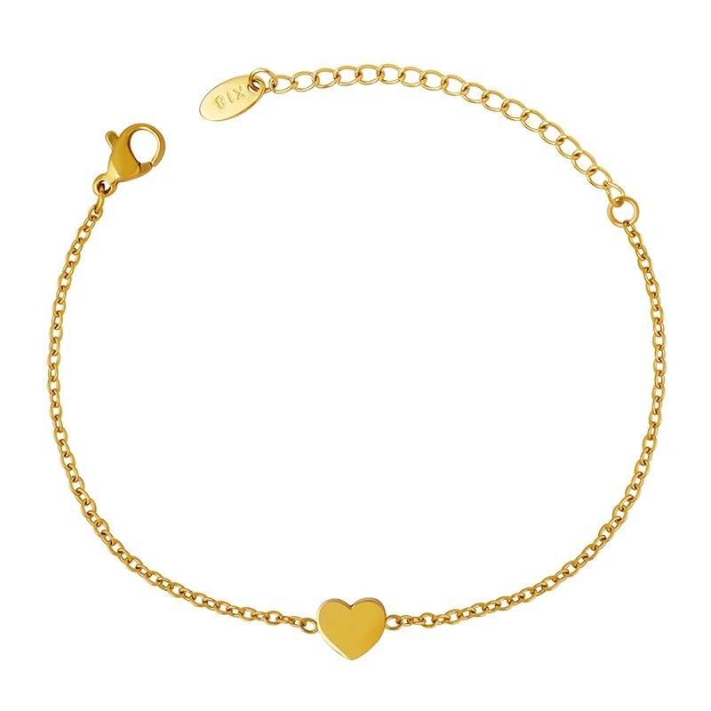 Waterproof Golden Heartbeat Bracelet - Skin Safe, Everyday Charm Bracelet : 100523