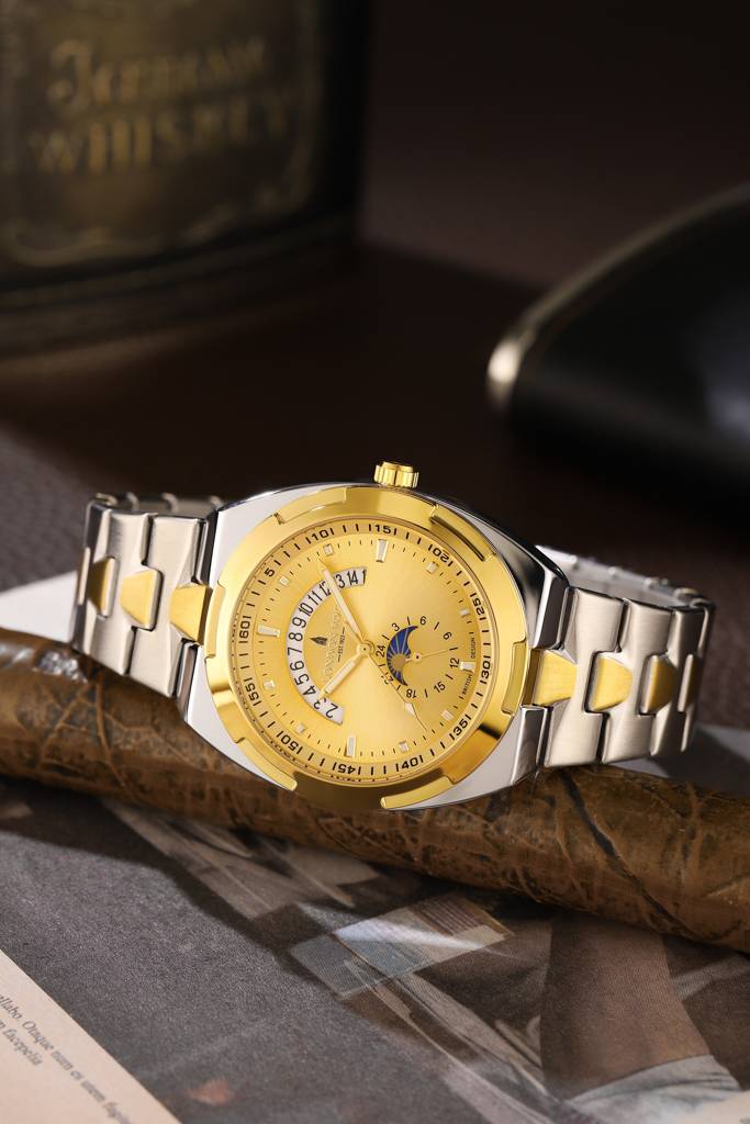 Camden Collection Analog Quartz Watch For Men With Round Dial, Retrograde Date Display, 24-Hour Day-Night Indica : LFM10021-22