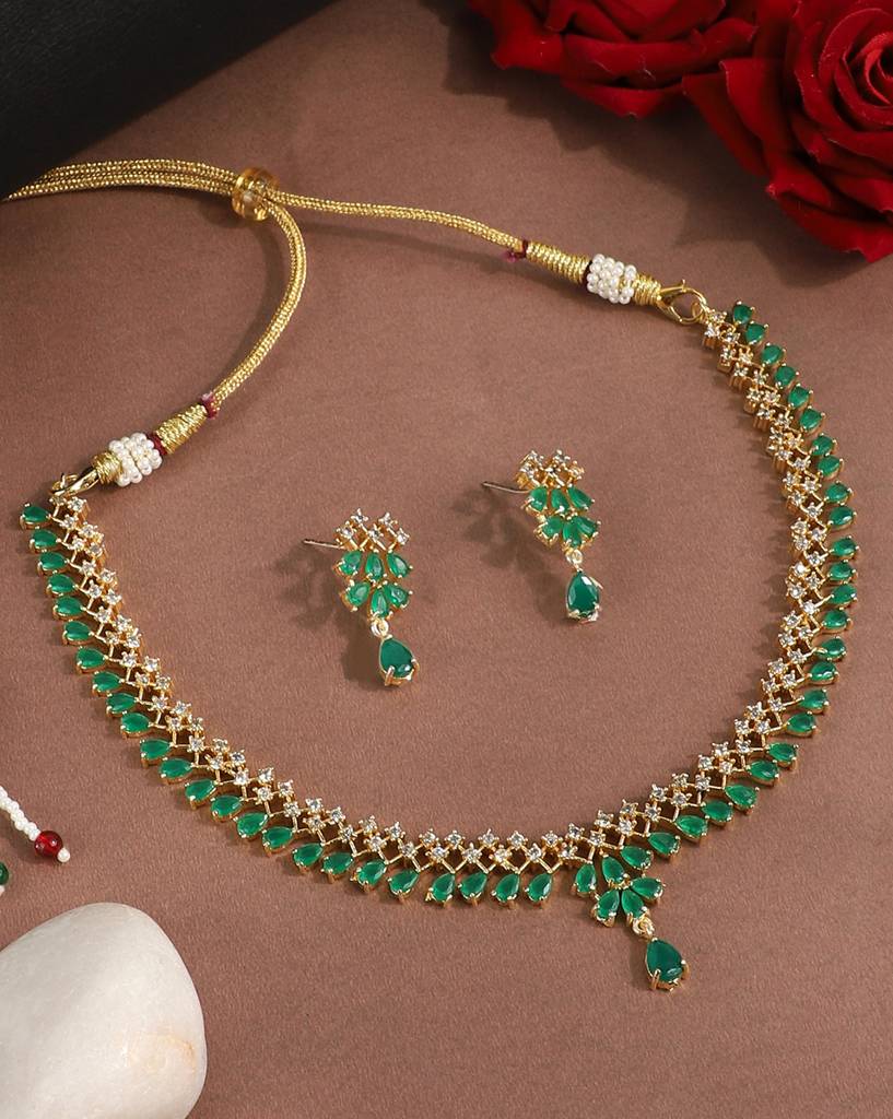 Elegant American Diamond Necklace Set : SAADS01