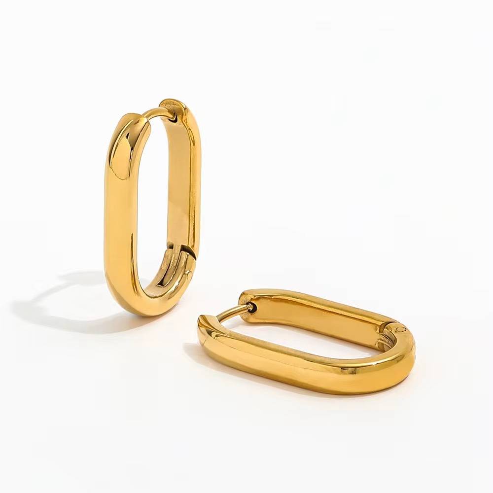 Luxe Curved Hoop Earrings - 18K Gold Plated Surgical Steel Tarnish-Resistant : 1005901