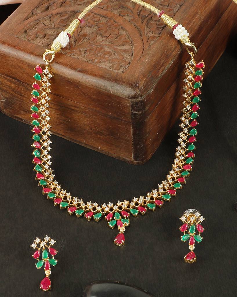Elegant American Diamond Necklace Set : SAADS02