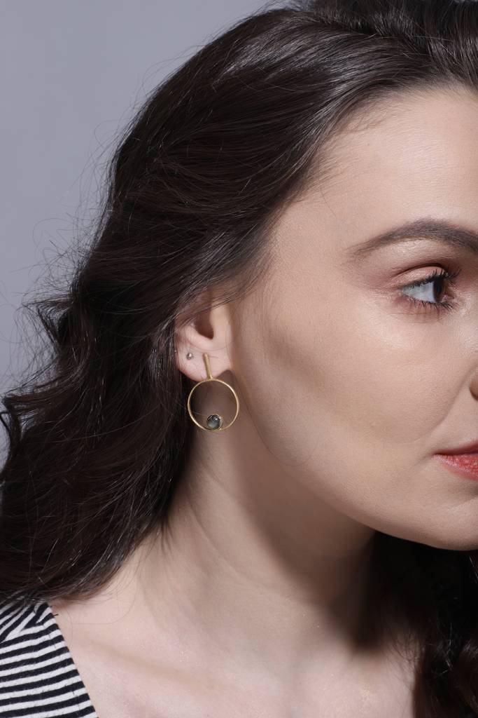 Gold Plated Labrodorite Ring Studs : BG115