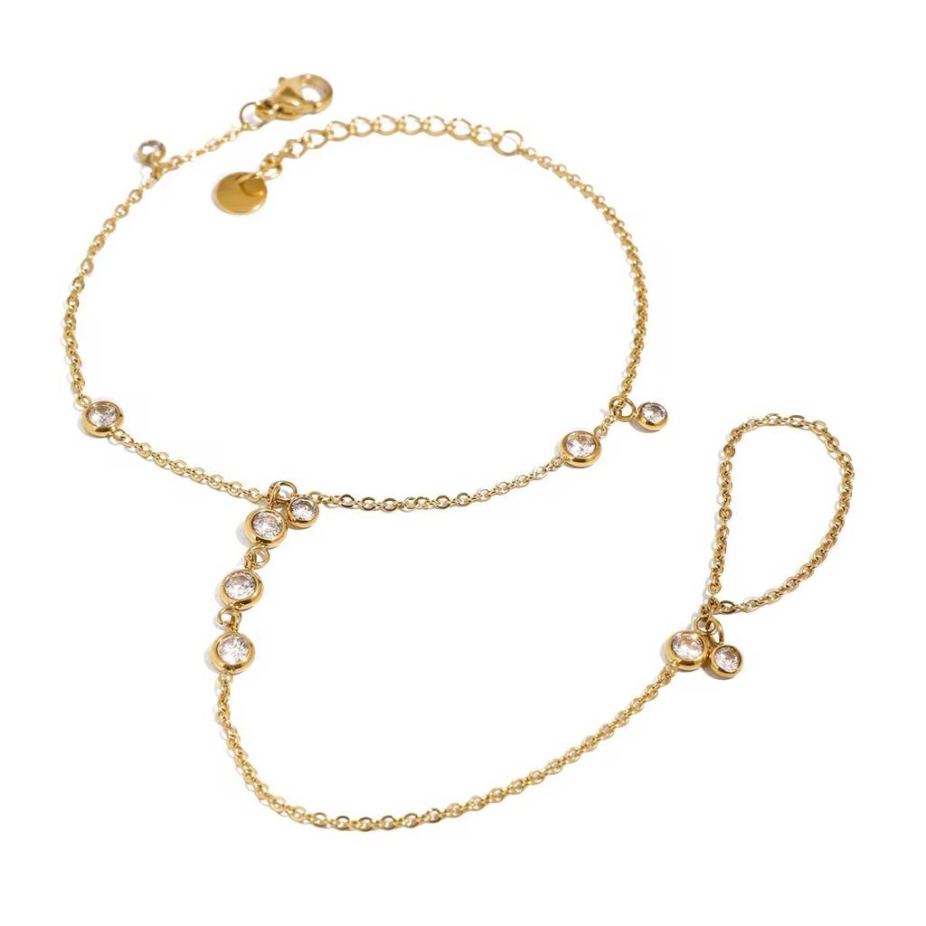 Gold Plated Daily Wear Ira Sparkle Hand Chain Bracelet : JDB2410030
