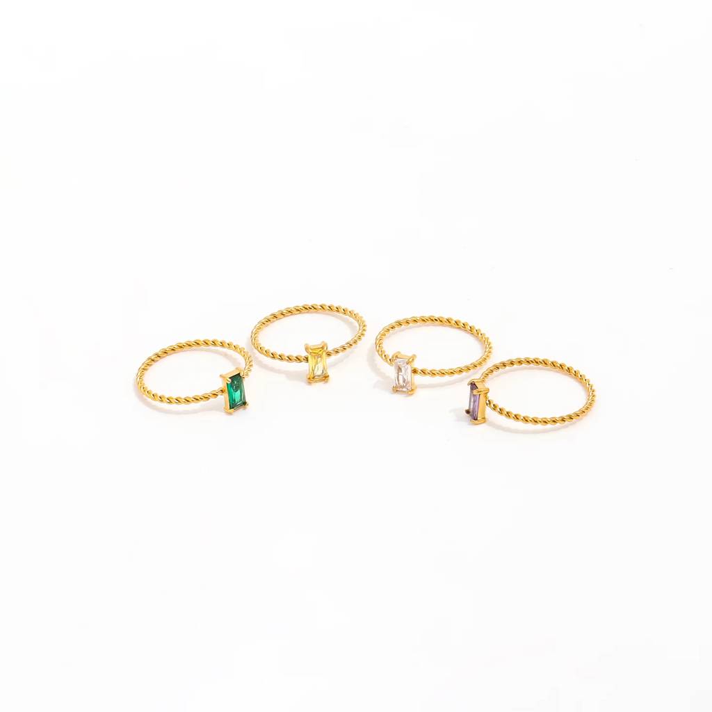 Amber Charm & Twist Ring - Waterproof, Modern Everyday Statement : 1004941