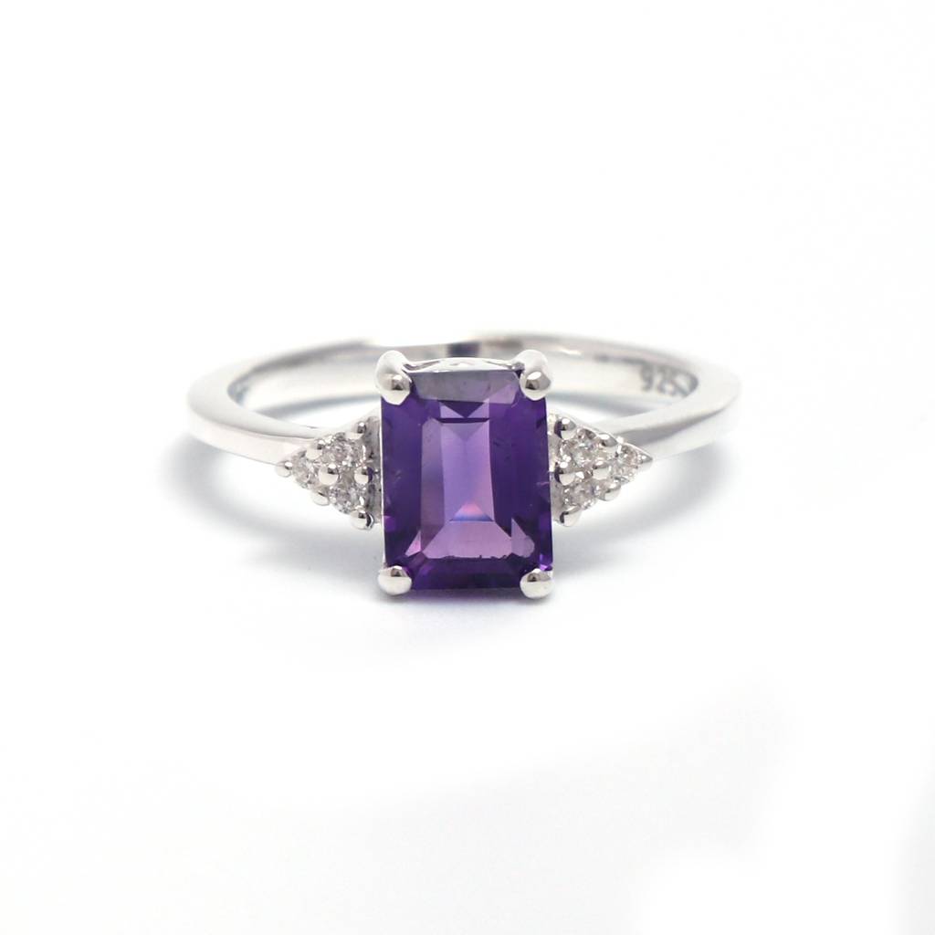 Natural Amethyst Silver Ring : HJR0327