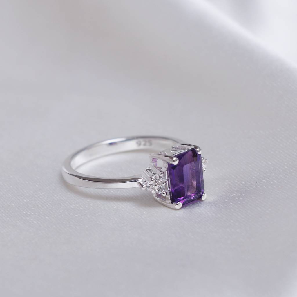 Natural Amethyst Silver Ring : HJR0327