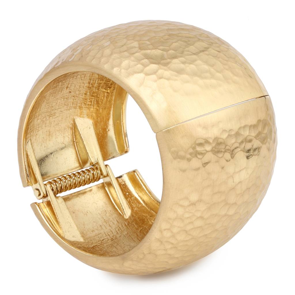 Hammered Gold Cuff Bracelet – Wide Statement Bangle : WBR213WCGLD