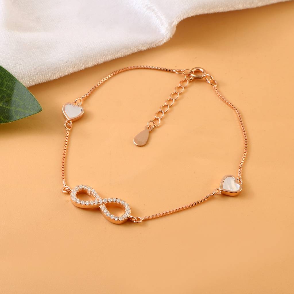 Rose Gold Infinity Heart Bracelet | 925 Silver Bracelet For Women | Symbol Of Love Jewelry Gift : ZIRAK-Bracelet-078