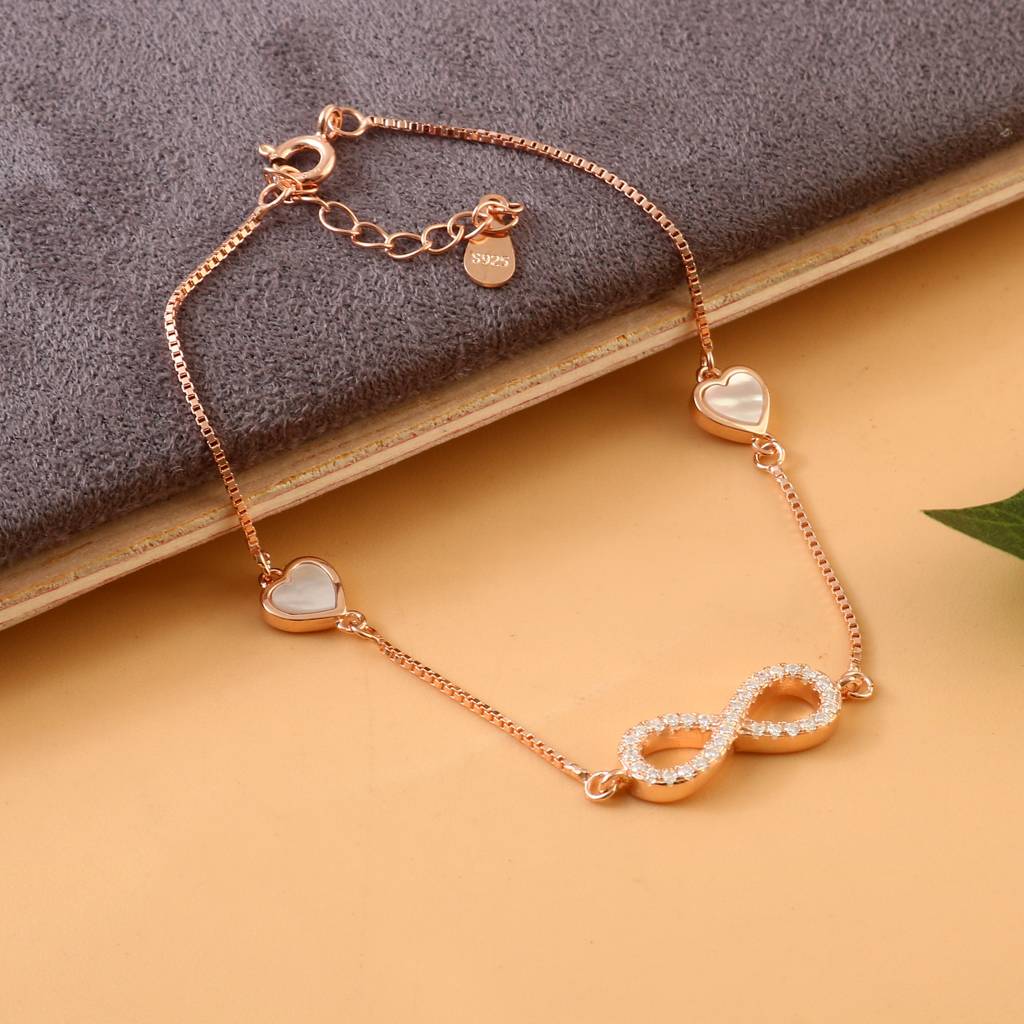 Rose Gold Infinity Heart Bracelet | 925 Silver Bracelet For Women | Symbol Of Love Jewelry Gift : ZIRAK-Bracelet-078