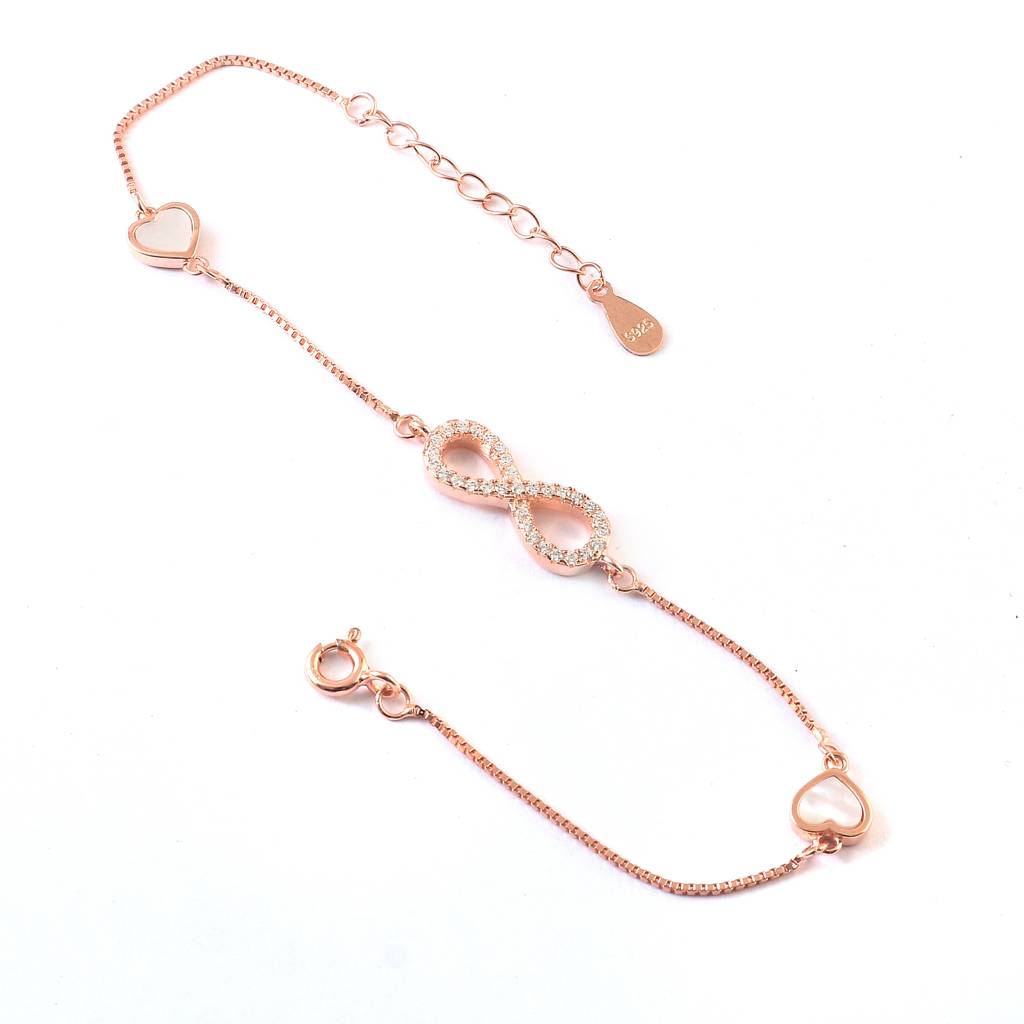 Rose Gold Infinity Heart Bracelet | 925 Silver Bracelet For Women | Symbol Of Love Jewelry Gift : ZIRAK-Bracelet-078