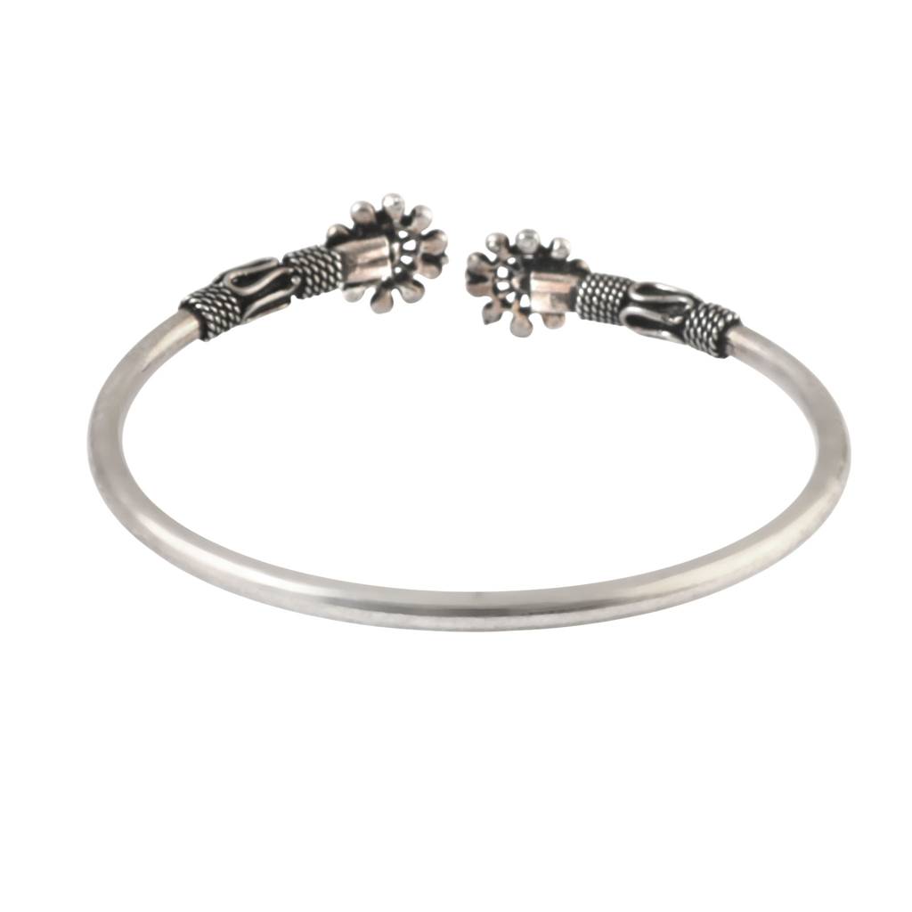 Oxidised 925 Silver Tribal Sun Motif Open Cuff Bangle : ZIRAK-Bracelet-167