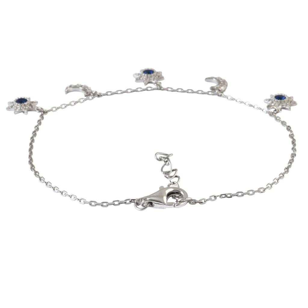 Celestial Star & Moon 925 Silver Charm Bracelet : ZIRAK-Bracelet-177